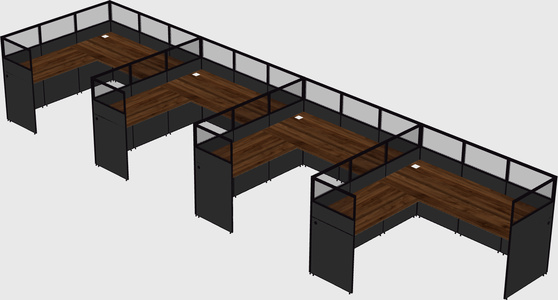 Shared l-shaped cubicle