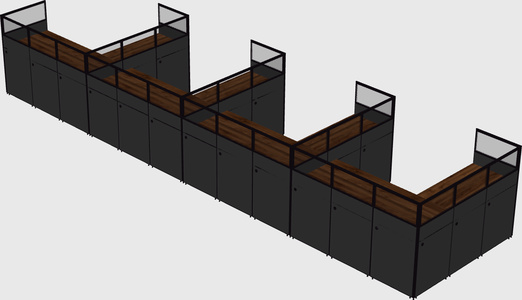 Shared l-shaped cubicle