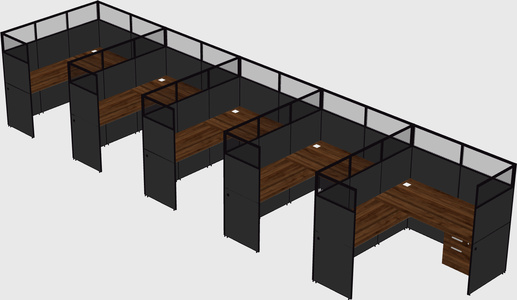 Shared l-shaped cubicle