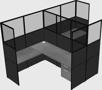 Shared l-shaped cubicle