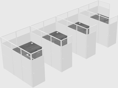 Shared l-shaped cubicle