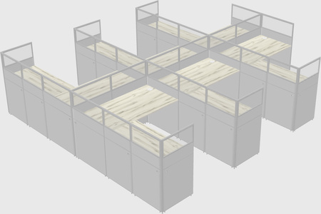 Shared l-shaped cubicle