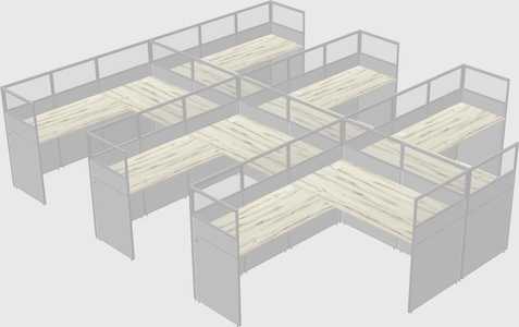 Shared l-shaped cubicle