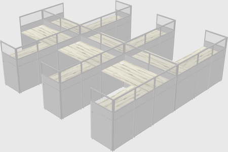 Shared l-shaped cubicle