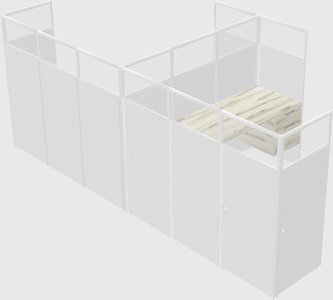 Shared l-shaped cubicle