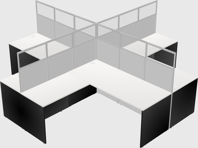 Shared l-shaped cubicles