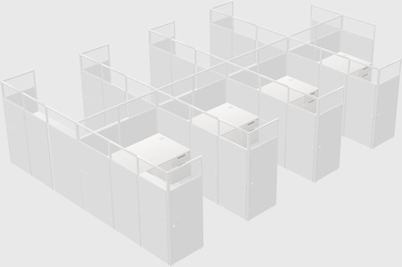 Shared l-shaped cubicle