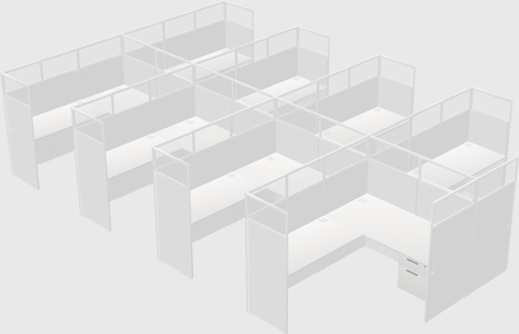Shared l-shaped cubicle