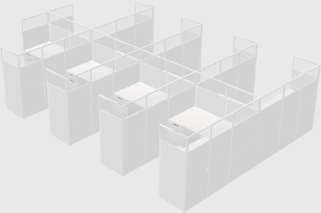 Shared l-shaped cubicle