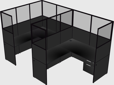 Shared l-shaped cubicle