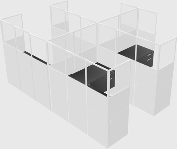 Shared l-shaped cubicle
