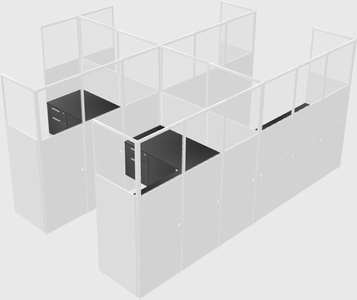 Shared l-shaped cubicle