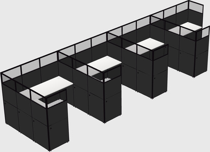 Shared l-shaped cubicle