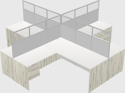 Shared l-shaped cubicles