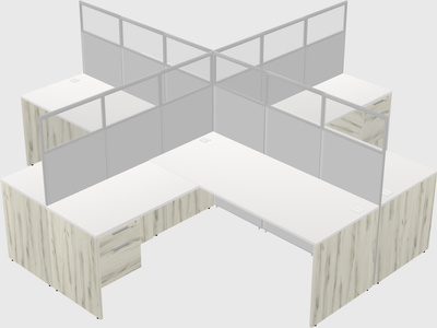 Shared l-shaped cubicles