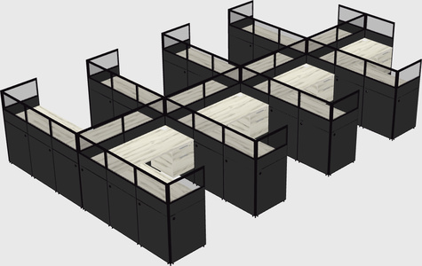 Shared l-shaped cubicle