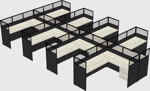 Shared l-shaped cubicle