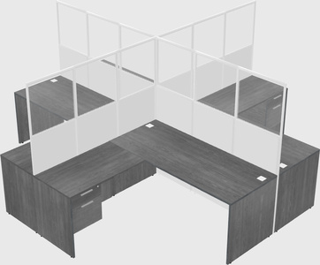 Shared l-shaped cubicles