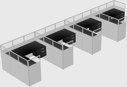 Shared l-shaped cubicle