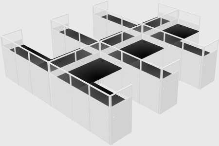 Shared l-shaped cubicle
