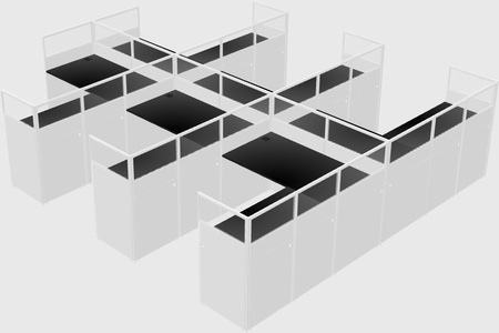 Shared l-shaped cubicle