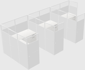 Shared l-shaped cubicle
