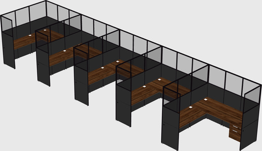 Shared l-shaped cubicle
