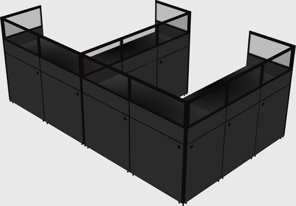 Shared l-shaped cubicle