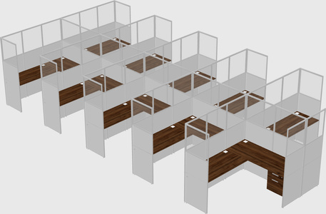 Shared l-shaped cubicle