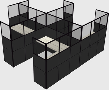Shared l-shaped cubicle