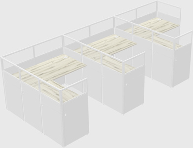 Shared l-shaped cubicle