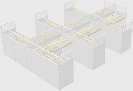Shared l-shaped cubicle