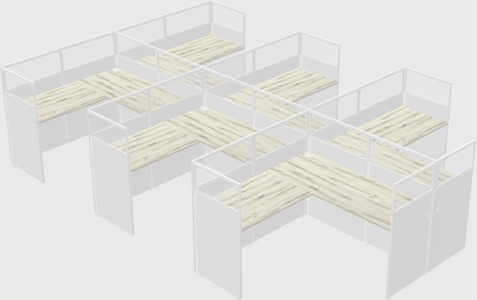 Shared l-shaped cubicle