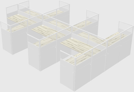 Shared l-shaped cubicle