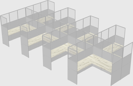 Shared l-shaped cubicle