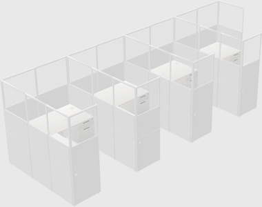 Shared l-shaped cubicle
