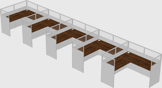 Shared l-shaped cubicle