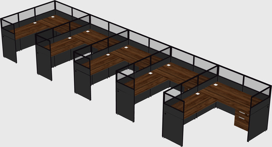 Shared l-shaped cubicle