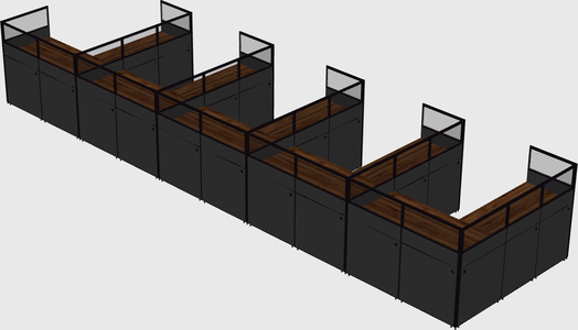 Shared l-shaped cubicle