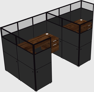 Shared l-shaped cubicle