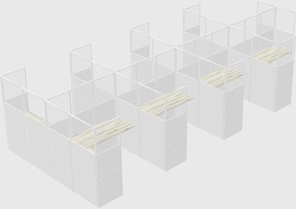 Shared l-shaped cubicle