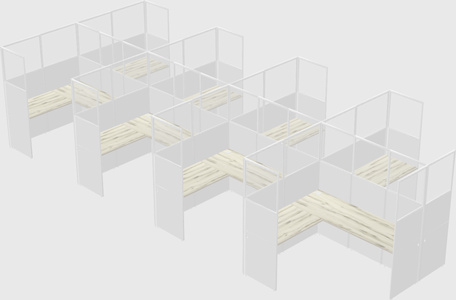 Shared l-shaped cubicle