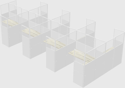Shared l-shaped cubicle