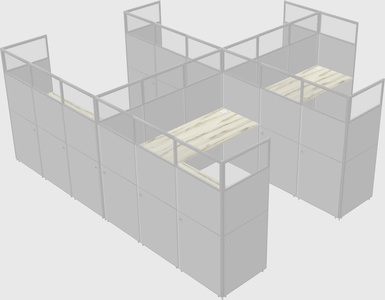 Shared l-shaped cubicle