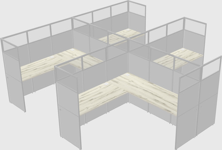Shared l-shaped cubicle