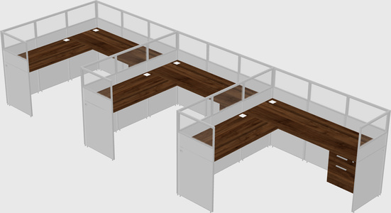 Shared l-shaped cubicle
