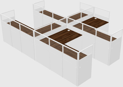 Shared l-shaped cubicle