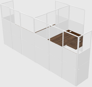 Shared l-shaped cubicle