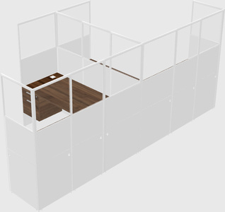 Shared l-shaped cubicle