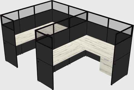 Shared l-shaped cubicle
